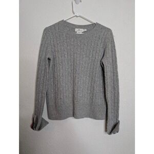 Vineyard Vines Women's 100% Cashmere Cable Knit Pullover Sweater XS Gray Cuffs